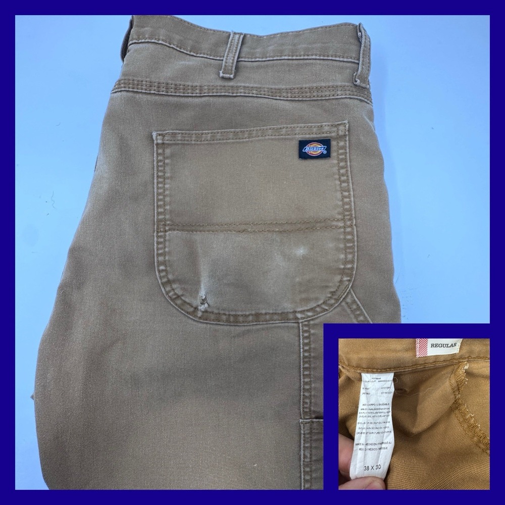 Dickies FLEX Tough Max Work Pants Men 38x30‎ Brown Cotton Blend Carpenter Cargo